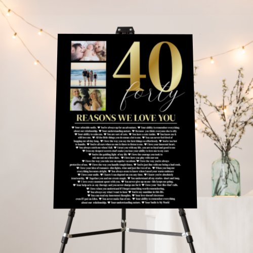 40 Reasons We Love You Gift Art Party Decor Foam Board