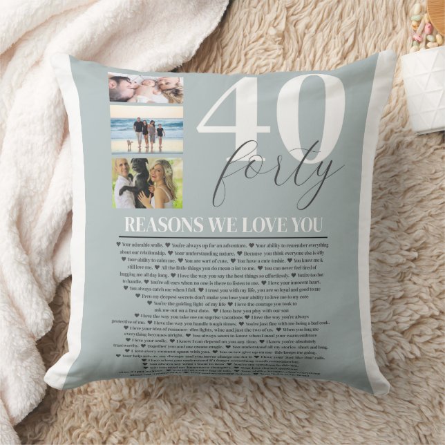 40 Reasons We Love You Gift  Throw Pillow (Blanket)