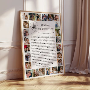 40 Reasons We Love You Photo Collage Keepsake Gift Poster