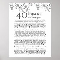 40 reasons why we love you floral line drawing