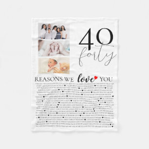40 reasons why we love you photo montage fleece blanket
