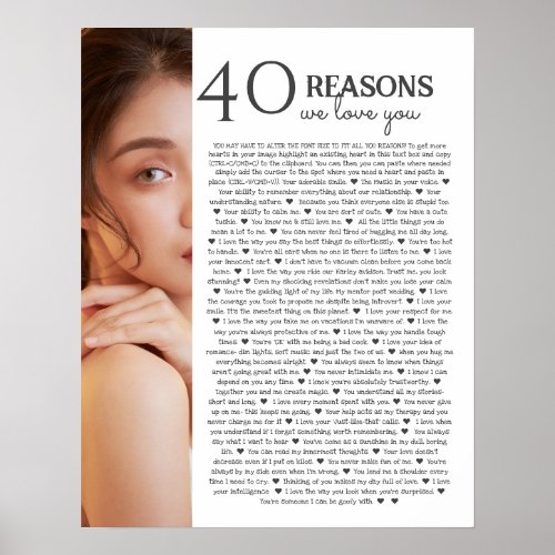 40 reasons why we love you PHOTO  poster