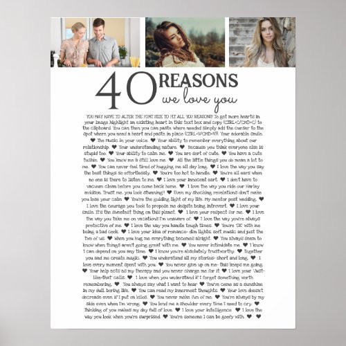 40 reasons why we love you PHOTO  poster