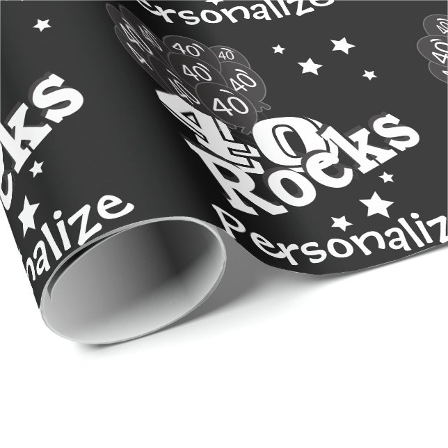 40 Rocks Birthday | Personalize Wrapping Paper (Roll Corner)