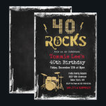 40 Rocks Rockstar Guitar 40th Birthday Invitation<br><div class="desc">40 Rocks Rockstar Electric Guitar Metal Metallic Silver Glitter Surprise 40th Birthday Invitation</div>