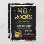 40 Rocks Rockstar Guitar 40th Birthday Invitation<br><div class="desc">40 Rocks Rockstar Electric Guitar Metal Metallic Silver Glitter Surprise 40th Birthday Invitation</div>