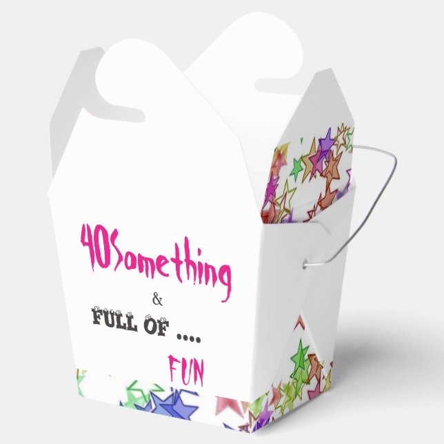 40 Something & Full of Fun Take Out Favor Box (Opened)