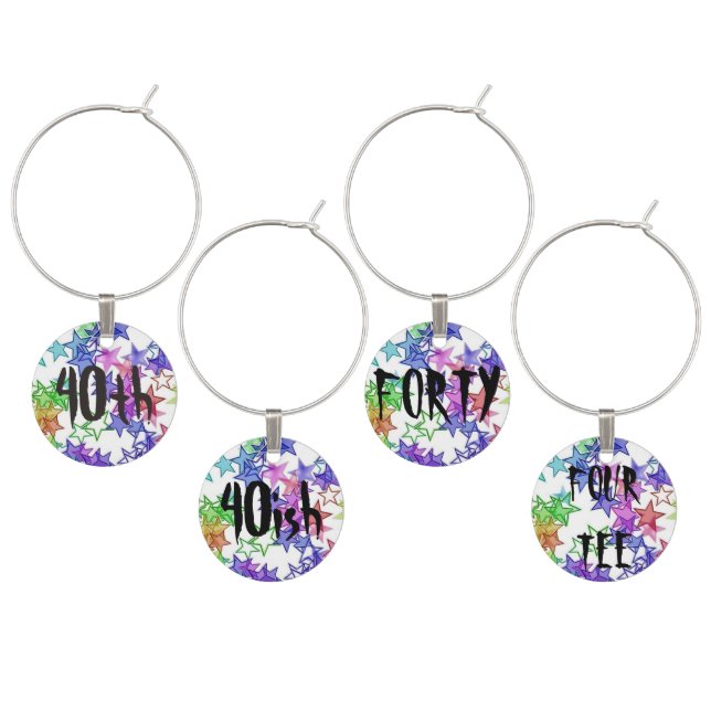 40 Something Party Gift Wine Charm (Staggered)