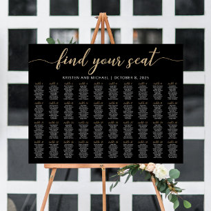 40 Tables Find Your Seat Black Seating Chart Foam Board