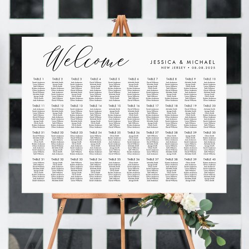 40 Tables Large Welcome Seating Chart Plan Foam Board
