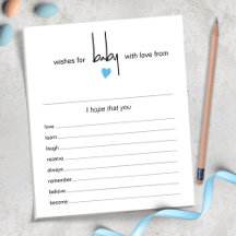 40 Tear Off Pages Wishes For Baby Boy Shower Game