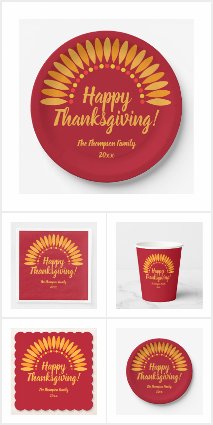 40+ Thanksgiving Yellows on Red Party Settings 