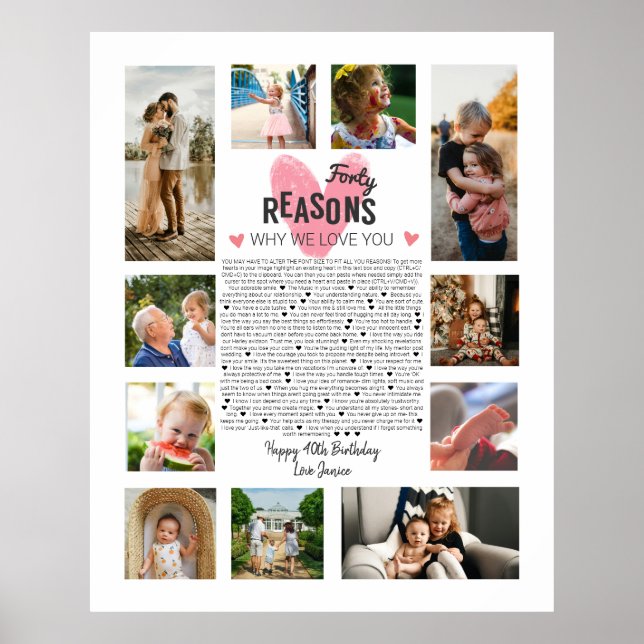 40 things I love about you photo collage Poster (Front)