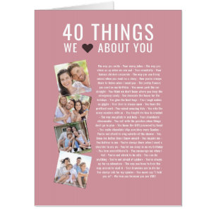 40 Things We Love About You 40th Birthday Card