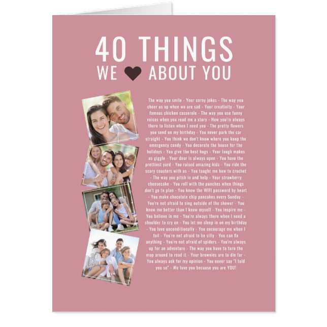 40 Things We Love About You | 40th Birthday Card (Front)
