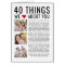 40 Things We Love About You | 40th Birthday Card