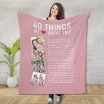 40 Things We Love About You | 40th Birthday   Fleece Blanket<br><div class="desc">Looking for a unique birthday gift? Compile a list of 40 things you love about the birthday girl as she turns 40 and add some photographs to make a keepsake gift she will treasure.</div>