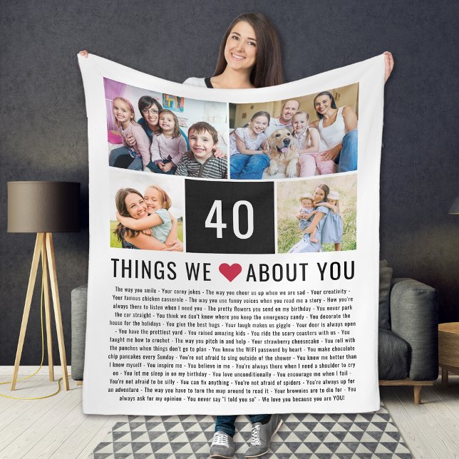 40 Things We Love About You | 40th Birthday Fleece Blanket (Creator Uploaded)