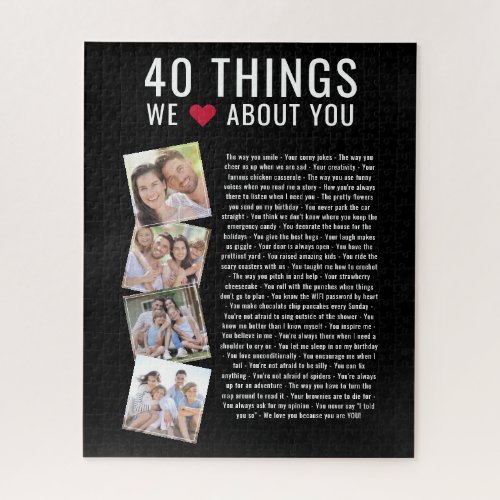 40 Things We Love About You  40th Birthday Jigsaw Puzzle