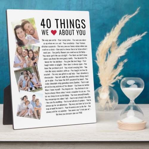 40 Things We Love About You  Birthday List Plaque
