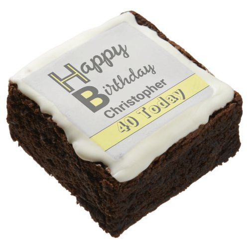 40 today add name grey yellow birthday brownie