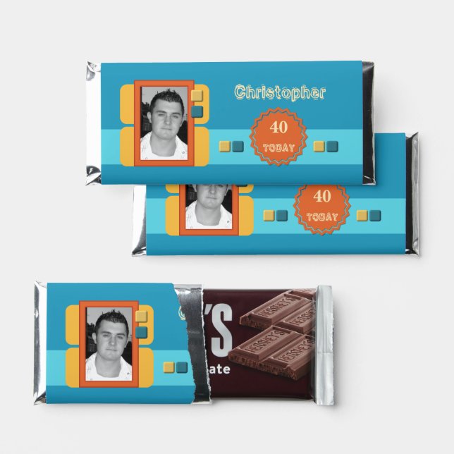 40 today thank you for coming photo blue hershey bar favors (Front)