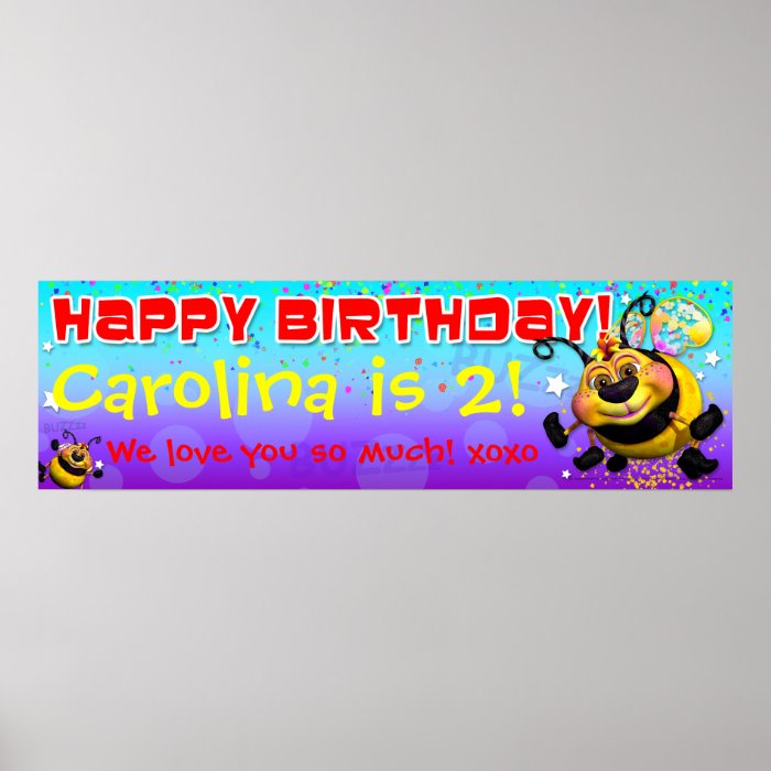 40"x12" GiggleBellies BeeWee Birthday Banner Poster