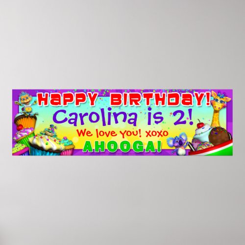 40x12 GiggleBellies Cupcakes B_Day Banner Poster