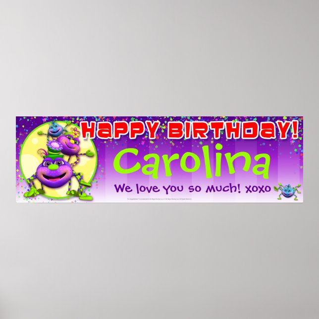 40"x12" GiggleBellies Itsy Bitsy Spiders Birthday Poster (Front)