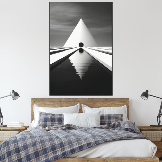40" x 60" Abstract Black & White 3d Rendering  Canvas Print (Insitu(Bedroom))