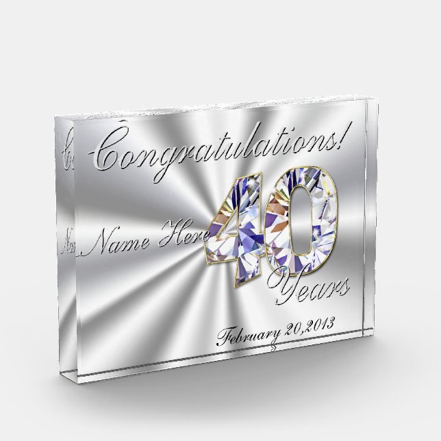 40 Year Congratulations Acrylic Award (Left)