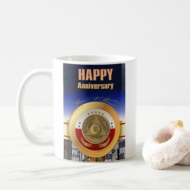 40 Year CUSTOM NAME AA Coin You're A Winner Coffee Mug (With Donut)