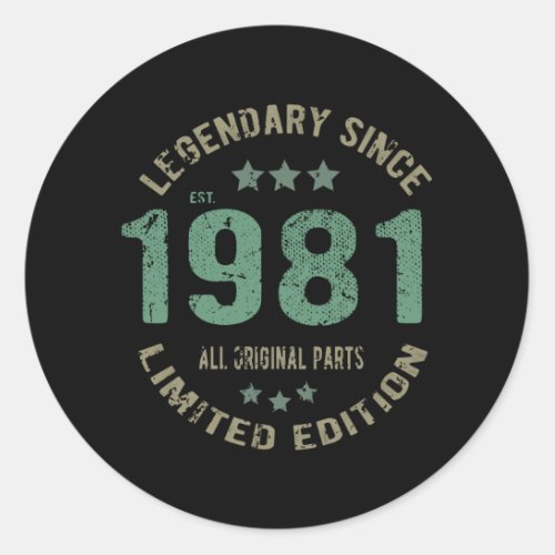 40 Year Old Bday Legend 40th Birthday Classic Round Sticker