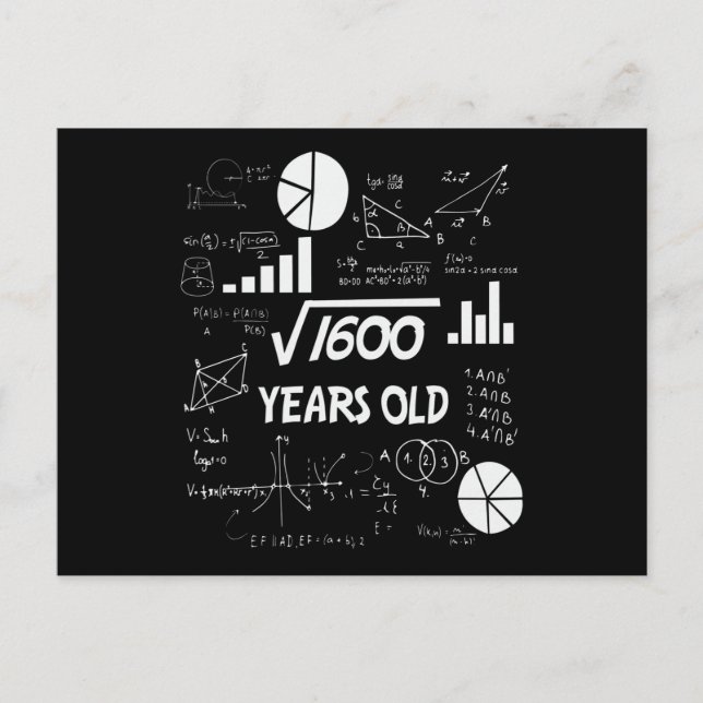 40 Year Old Bday Math Teacher 40th Birthday Gift Postcard (Front)