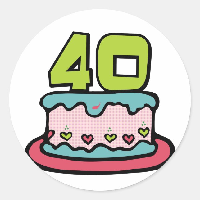 40 Year Old Birthday Cake Classic Round Sticker (Front)