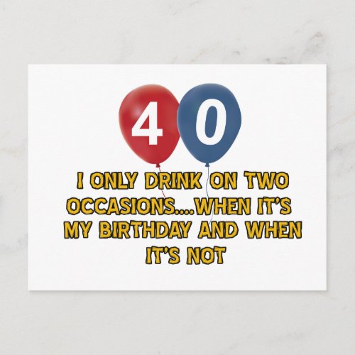 40 year old birthday designs postcard