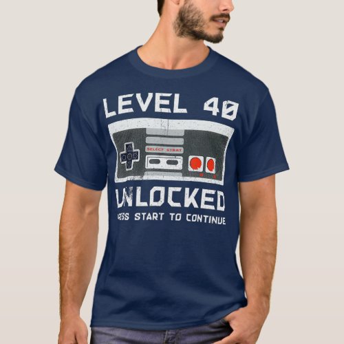 40 Year Old Forty Birthday Gift Level 40 Gamer T_Shirt