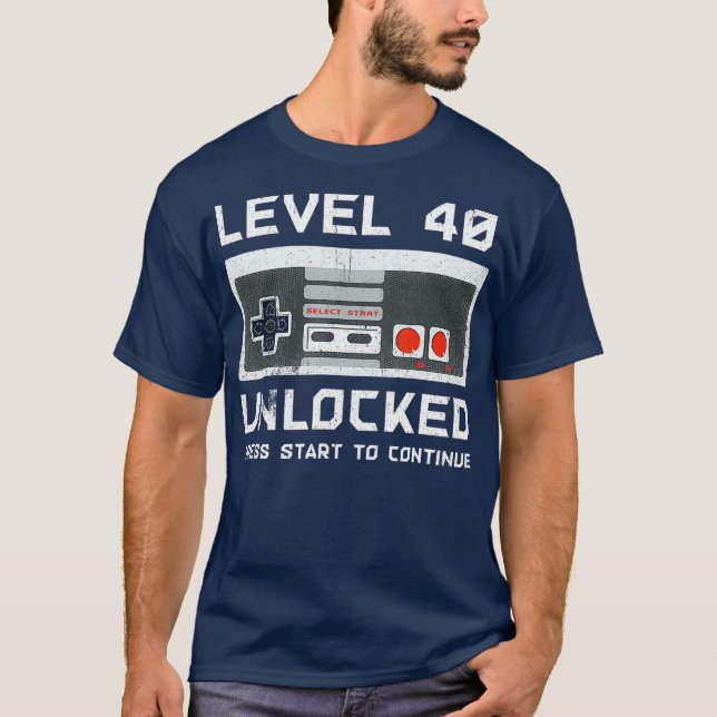 40 Year Old Forty Birthday Gift Level 40 Gamer T-Shirt (Front)