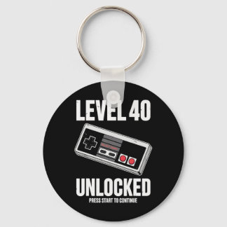 40 Year Old Forty Birthday Gift Level 40 Unlocked Keychain