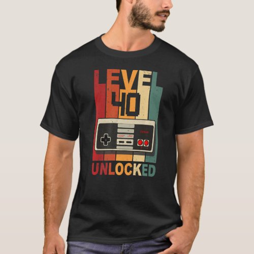 40 Year Old Gifts Level 40 Unlocked 40th Birthday  T_Shirt