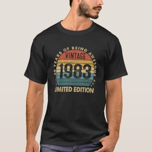 40 Year Old Gifts Vintage 1983 Limited Edition T_Shirt