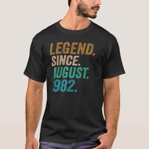 40 Year Old Legend Since August 1982 40th Birthday T_Shirt