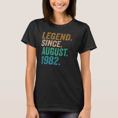 40 Year Old Legend Since August 1982 40th Birthday T_Shirt