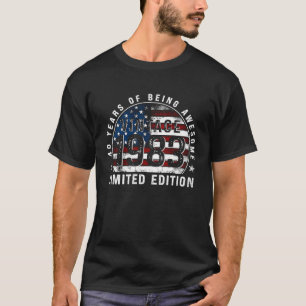 40 Year Old Vintage 1983 American Flag 40th Birth T-Shirt