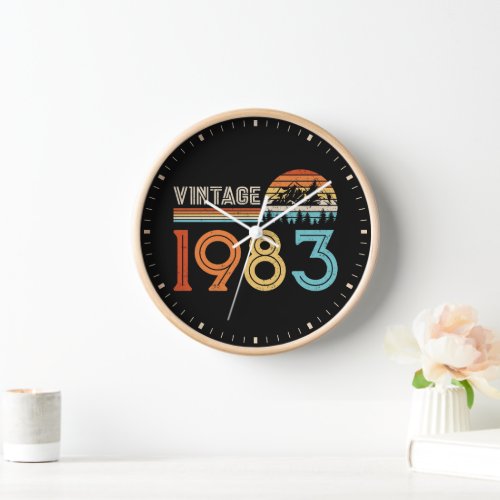 40 Year Old Vintage 1983 Retro 40th Birthday Gift  Clock