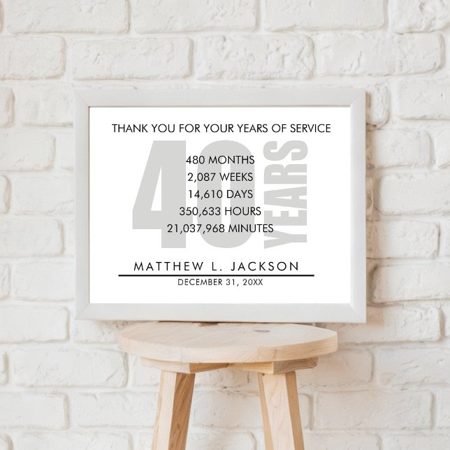 40 Year Retirement or Employee Appreciation Gift Poster (Creator Uploaded)