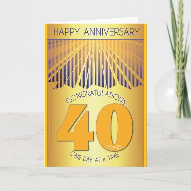 40 Year Sober Anniversary | Golden Ray 12 Step  Card (Front)