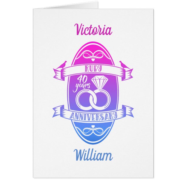 40 Year traditional ruby 40th  wedding anniversary (Front)