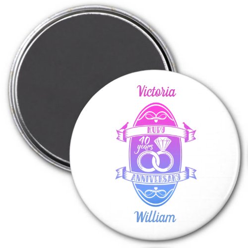 40 Year traditional ruby 40th  wedding anniversary Magnet