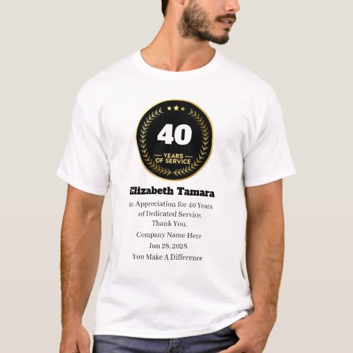 40 Year Work Anniversary  Employee Appreciation T_Shirt